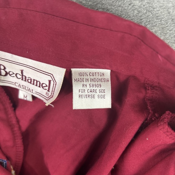 Bechamel Blouse M Red Native American Embroidery Metal‎ Indian Head Buttons VTG - Picture 12 of 13